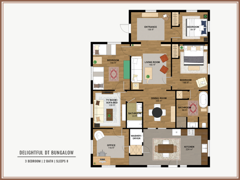 Lodging fayetteville wv new river gorge national park rendered floorplan of charming delightful dt bungalow in fayetteville wv