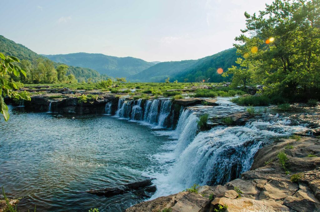 New River Gorge Waterfalls stunning Sandstone Falls in Hinton WV. Largest waterfall in WV.