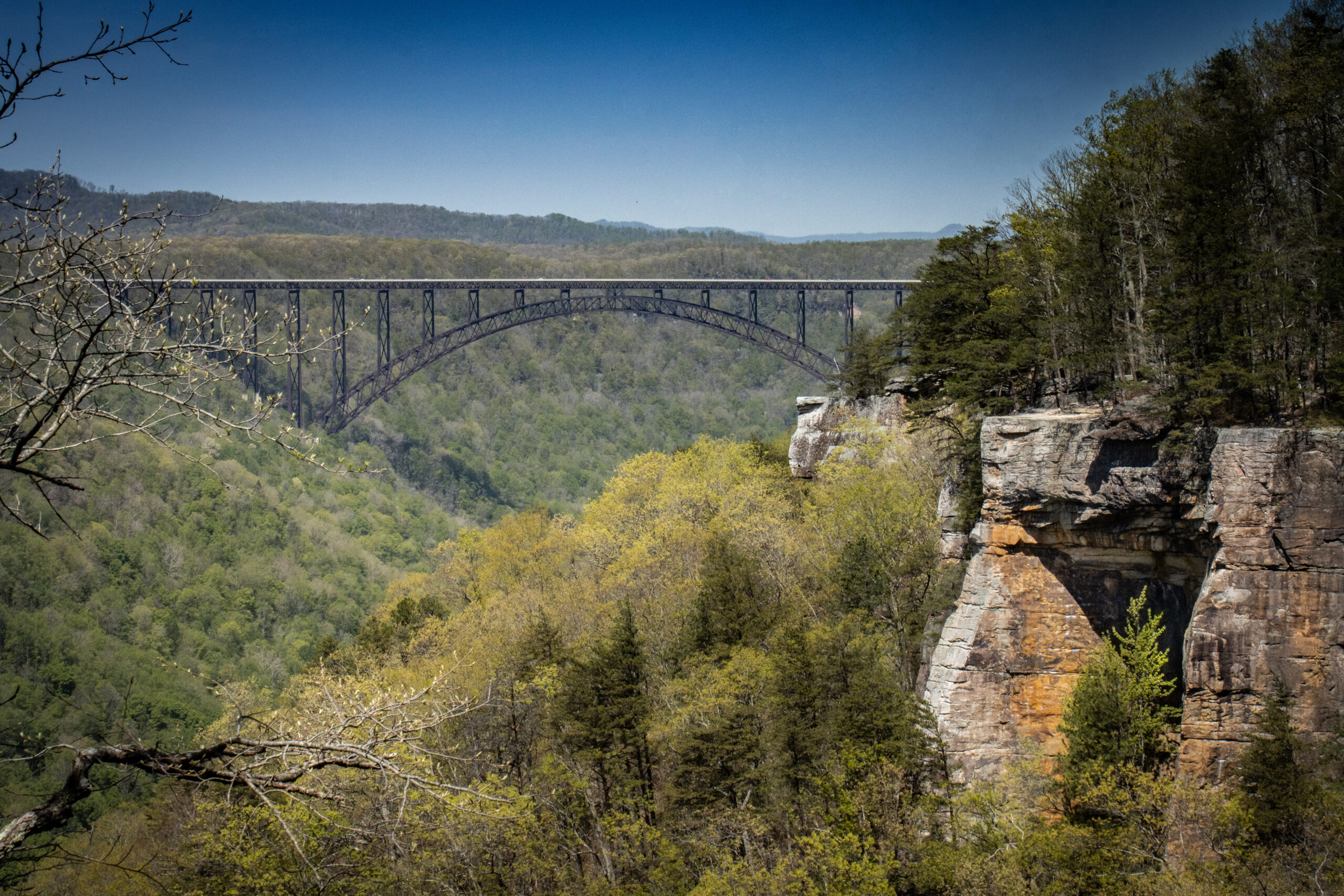 Hiking trail at New River Gorge National Park West Virginia spring